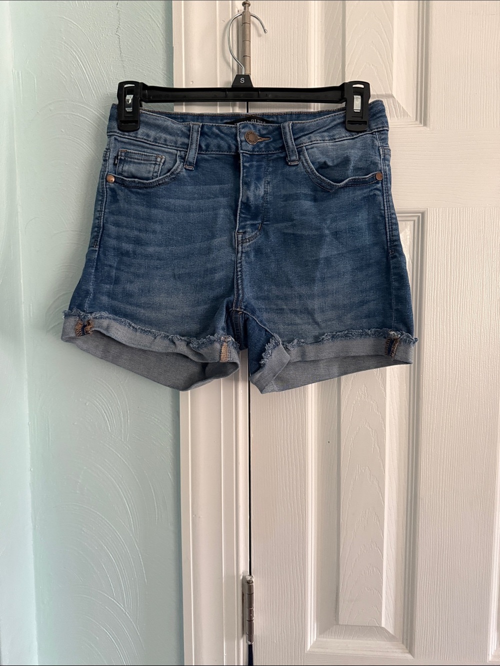 Judy Blue Medium Wash Rolled Hem Denim Shorts